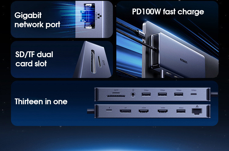 UGreen-13-in-1-Typ-C-Dockingstation-USB-Adapter-mit-USB302--USB322--USB-C32--PD--HD2--35mm-Audio-Gig-2020656-3